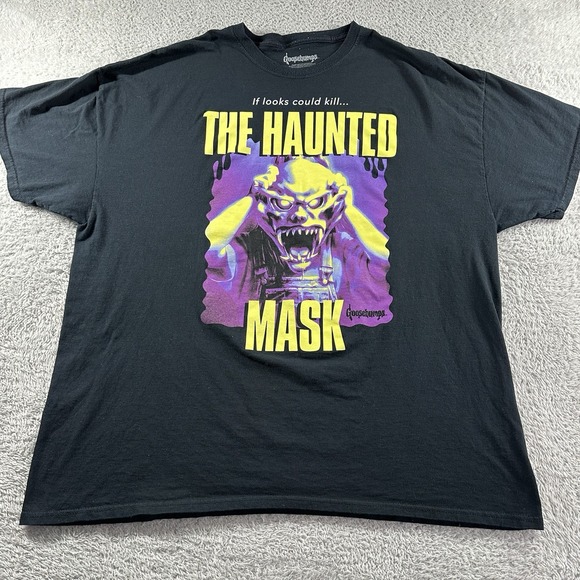 Goosebumps Shirt Mens 2x Black The Haunted Mask Horror Nostalgia Neon Colors - Picture 1 of 7